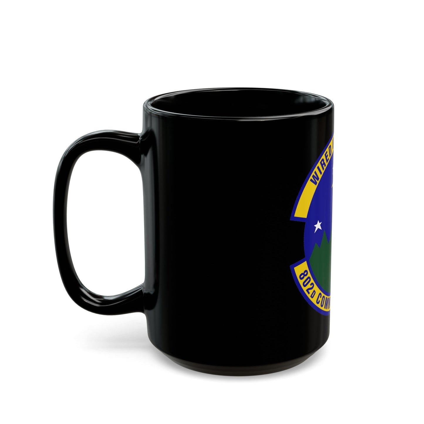 802d Communications Squadron (U.S. Air Force) Black Coffee Mug-The Sticker Space