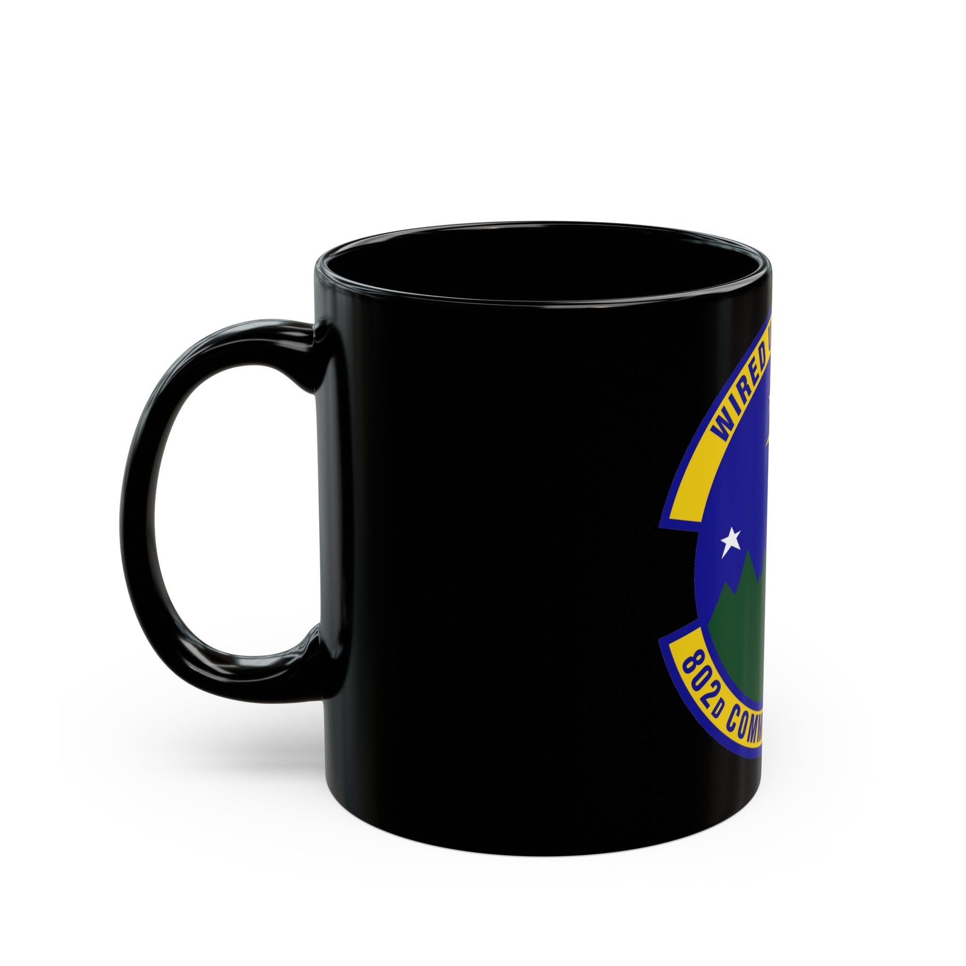 802d Communications Squadron (U.S. Air Force) Black Coffee Mug-The Sticker Space