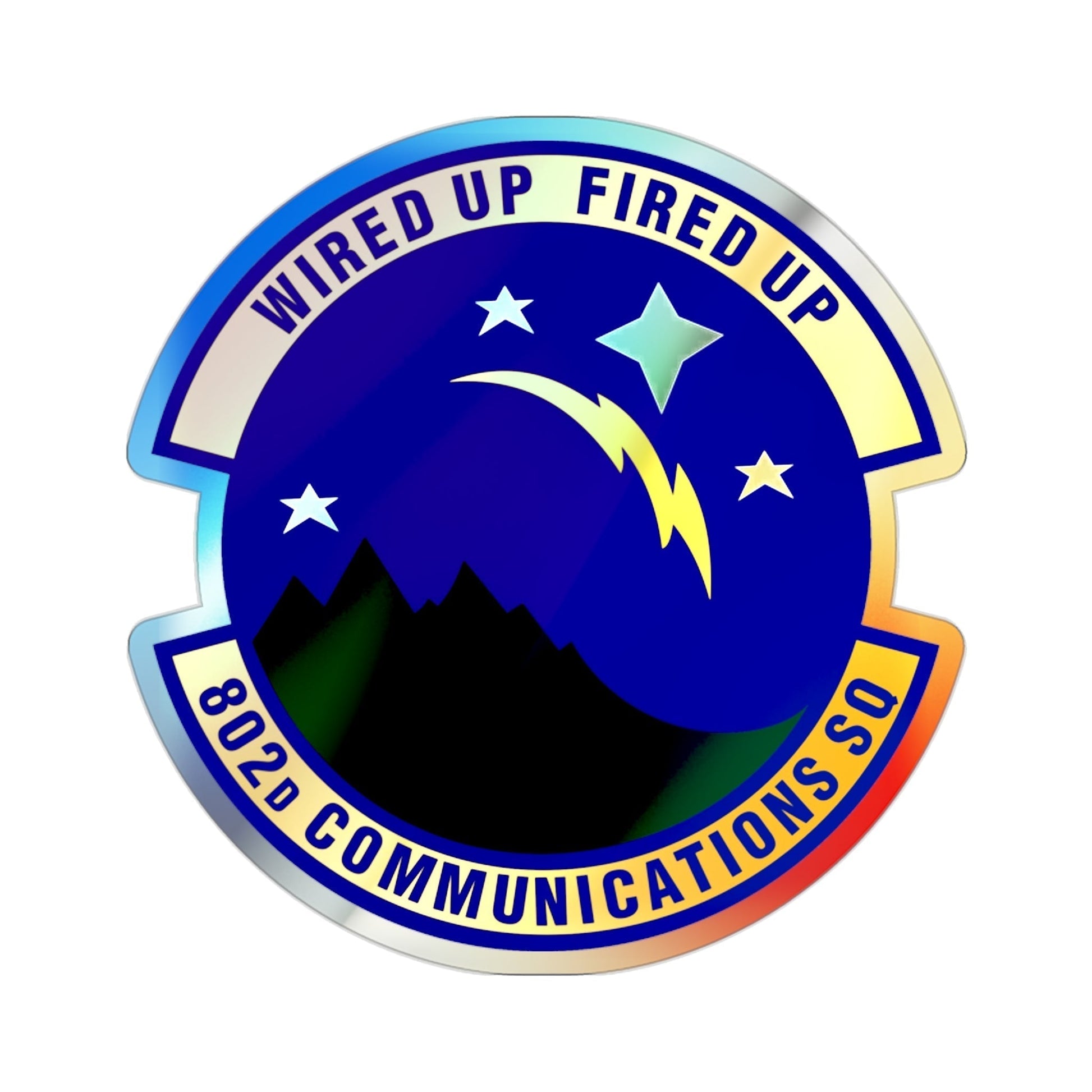 802d Communications Squadron (U.S. Air Force) Holographic STICKER Die-Cut Vinyl Decal-2 Inch-The Sticker Space