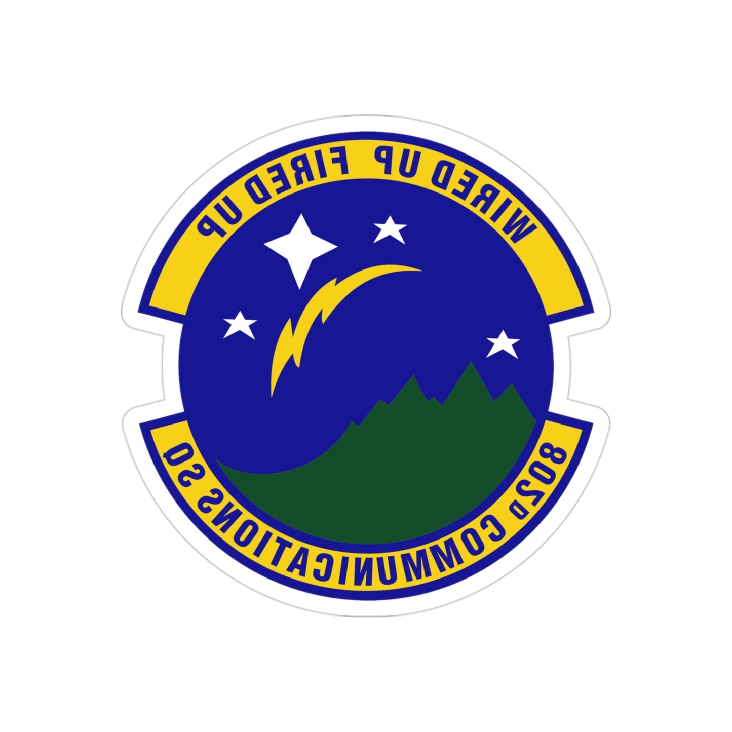 802d Communications Squadron (U.S. Air Force) REVERSE PRINT Transparent STICKER-3" × 3"-The Sticker Space