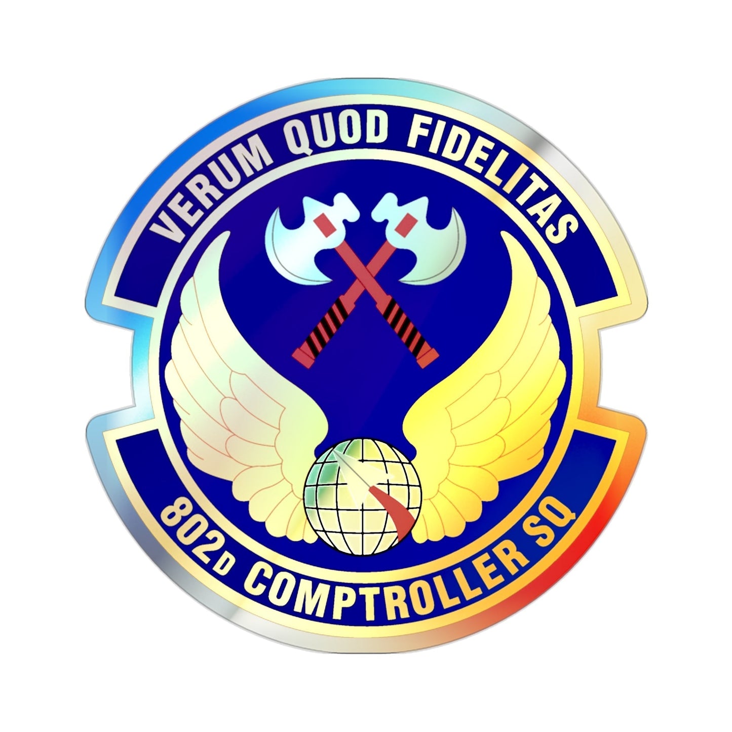 802d Comptroller Squadron (U.S. Air Force) Holographic STICKER Die-Cut Vinyl Decal-2 Inch-The Sticker Space