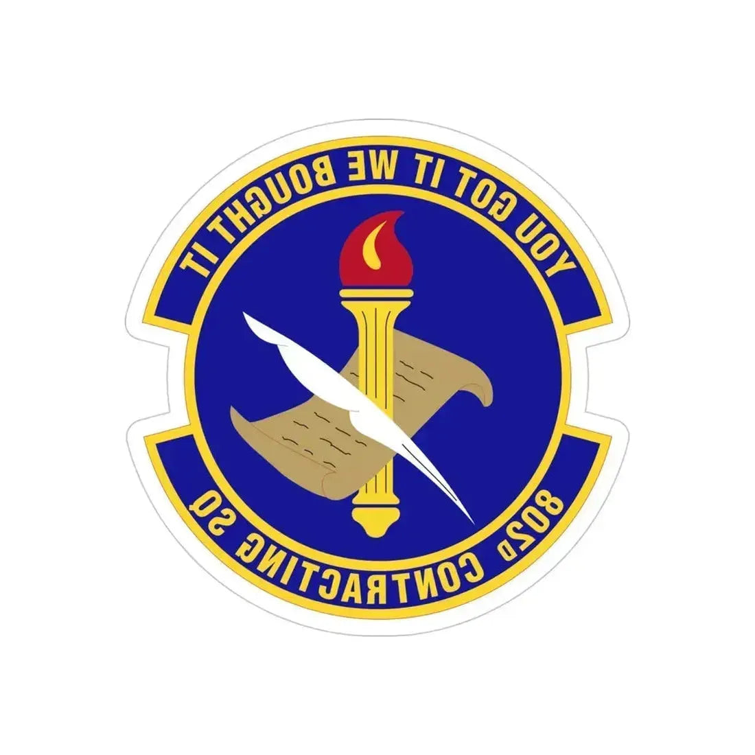 802d Contracting Squadron (U.S. Air Force) REVERSE PRINT Transparent Die-Cut STICKER 4 Inch Die-Cut Transparent - The Sticker Space