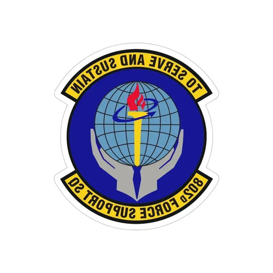 802d Force Support Squadron (U.S. Air Force) REVERSE PRINT Transparent Die-Cut STICKER 6 Inch Die-Cut Transparent - The Sticker Space