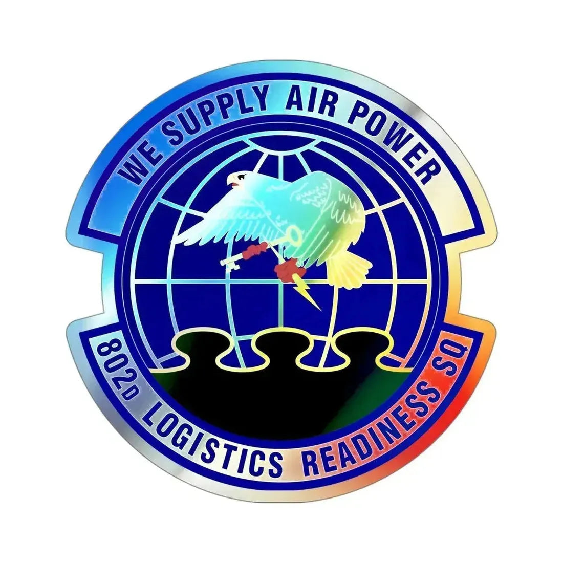 802d Logistics Readiness Squadron (U.S. Air Force) Holographic STICKER Die-Cut Vinyl Decal 4 Inch Holographic - The Sticker Space