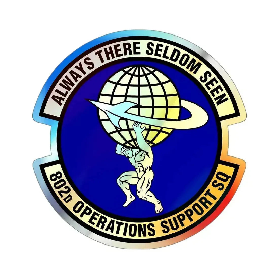 802d Operations Support Squadron (U.S. Air Force) Holographic STICKER Die-Cut Vinyl Decal 4 Inch Holographic - The Sticker Space