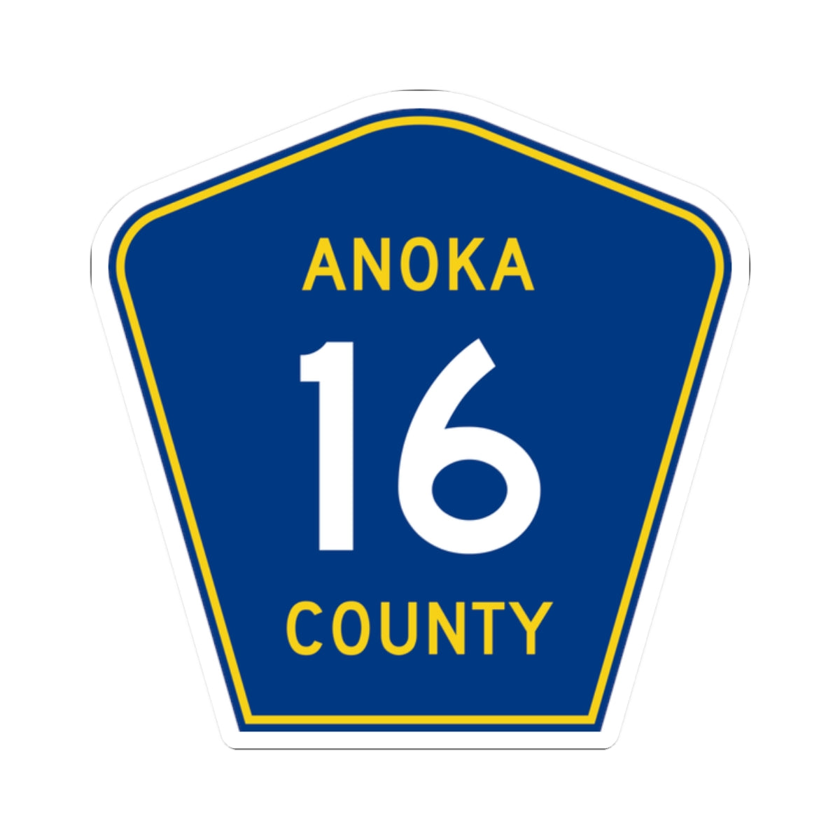 Anoka County 16 (Minnesota) (Road Sign) STICKER Vinyl Kiss-Cut Decal