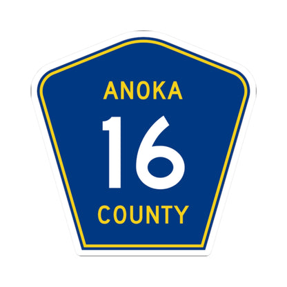 Anoka County 16 (Minnesota) (Road Sign) STICKER Vinyl Kiss-Cut Decal