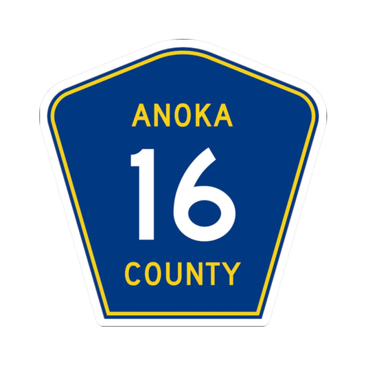 Anoka County 16 (Minnesota) (Road Sign) STICKER Vinyl Kiss-Cut Decal