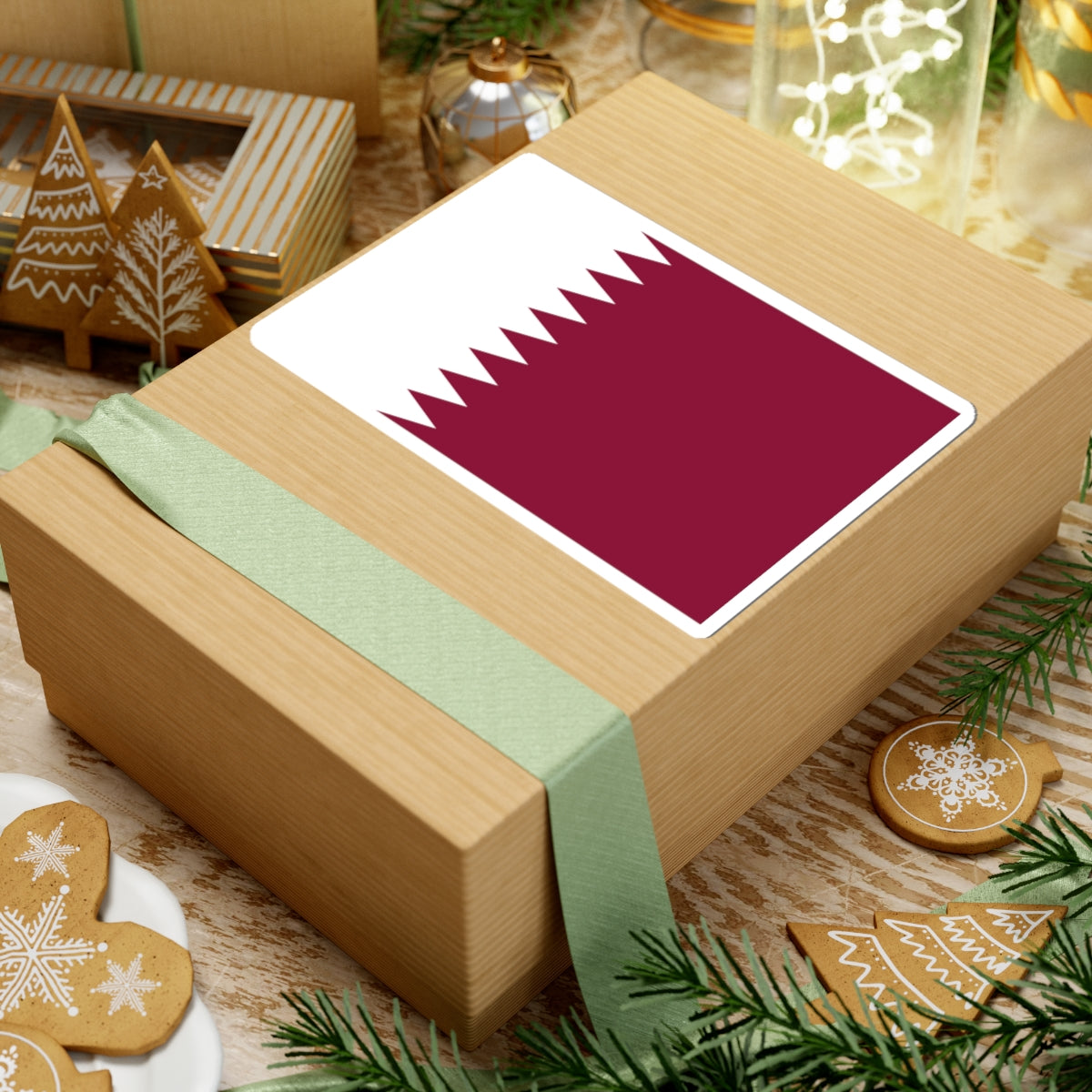 Flag of Qatar 3-2 (Qatar) STICKER Vinyl Kiss-Cut Decal