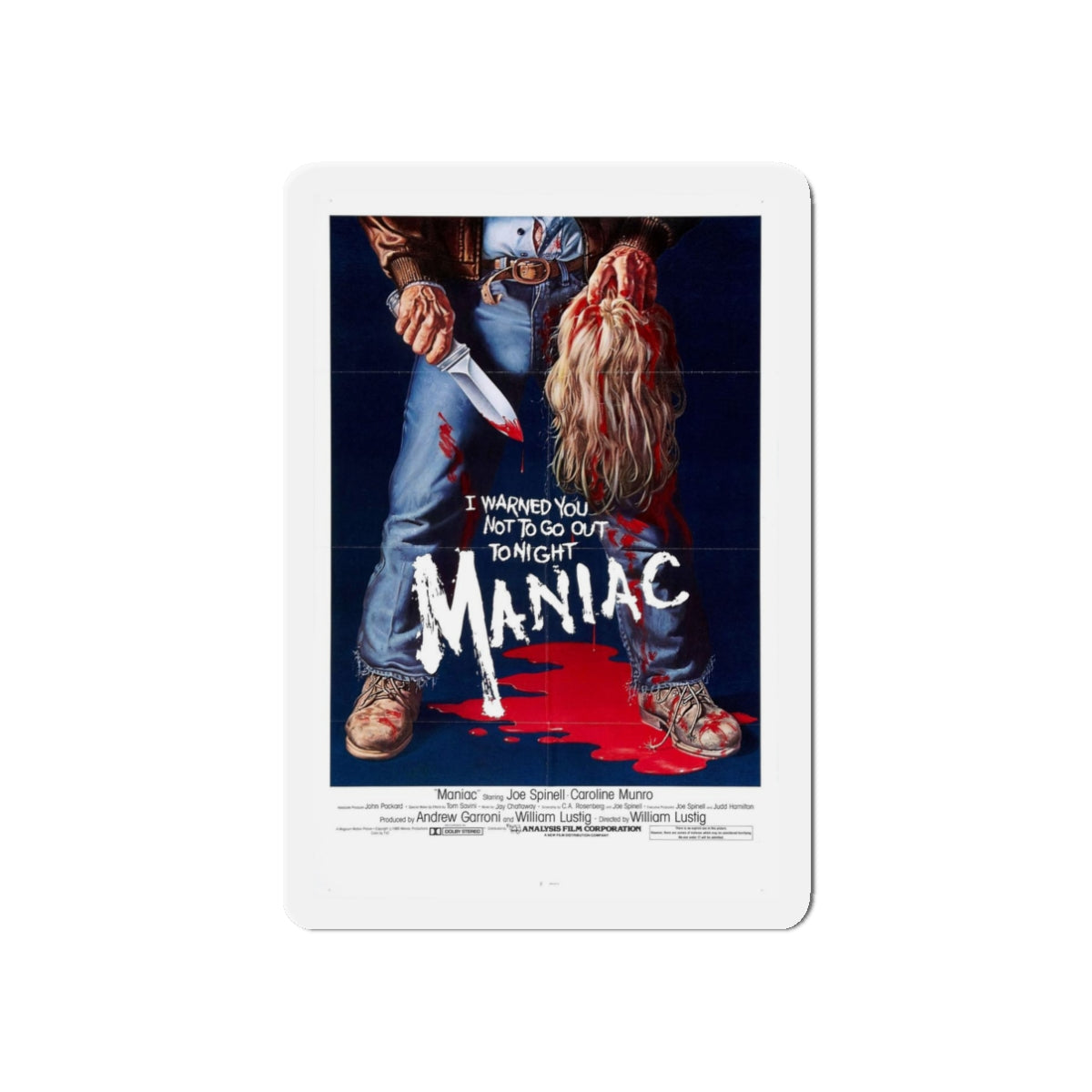 MANIAC 1980 Movie Poster - Refrigerator Magnet-3" x 3"-Die-Cut-1 pc-The Sticker Space