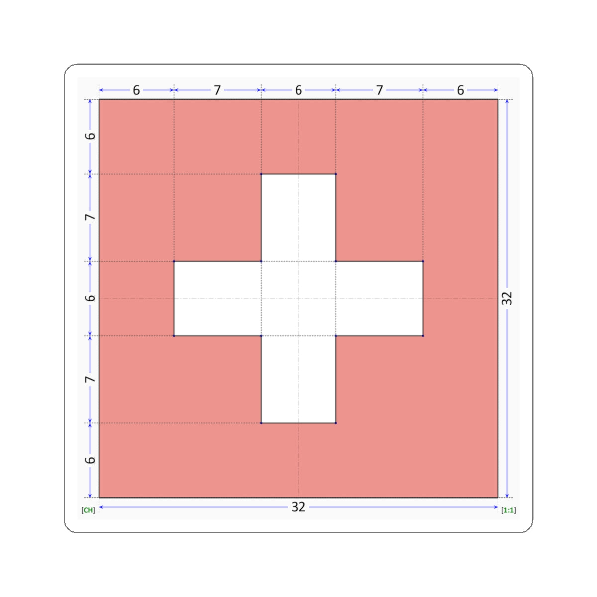 Flag of Switzerland construction sheet (Switzerland) STICKER Vinyl Kiss-Cut Decal