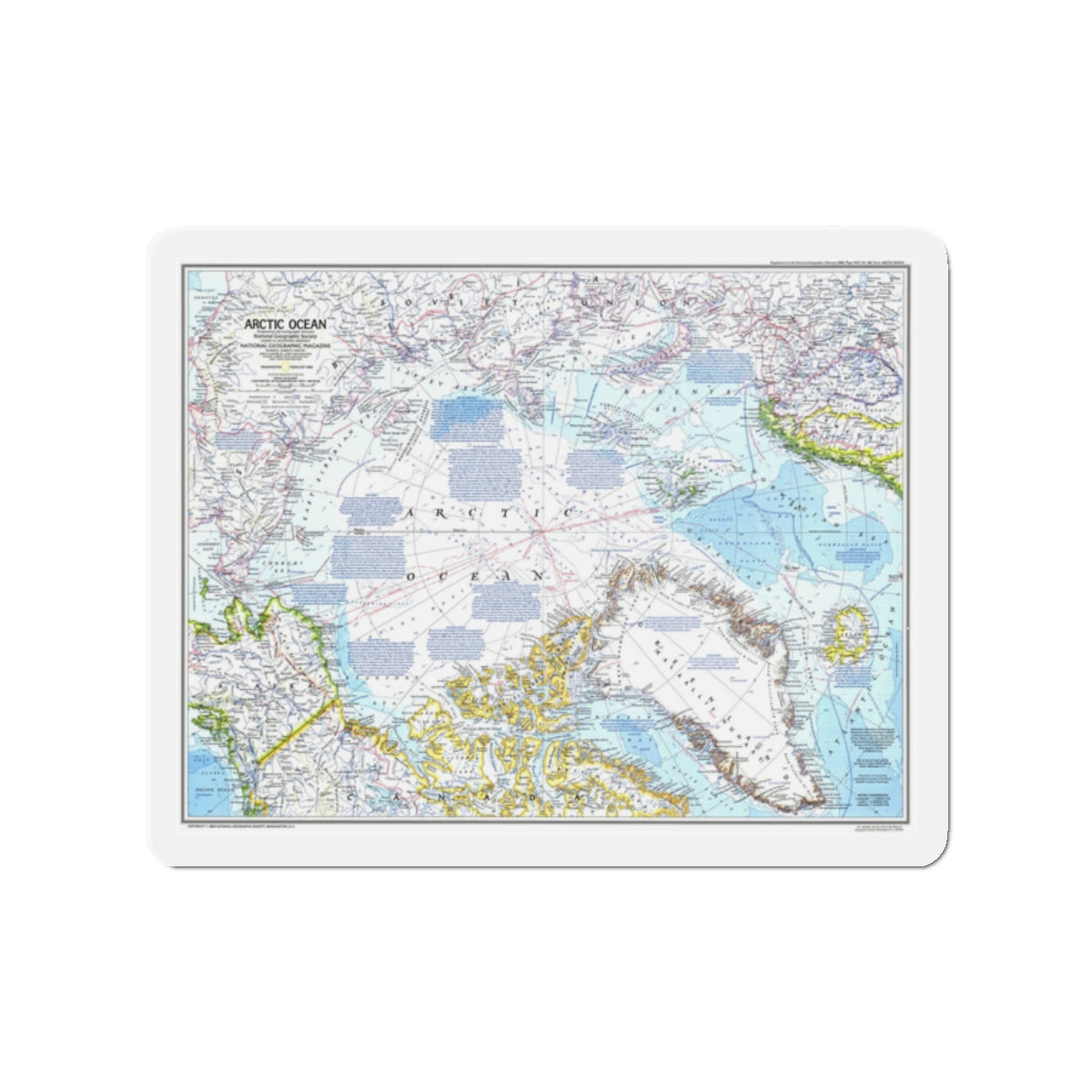 Arctic Ocean (1983) (Map) Refrigerator Magnet-2" x 2"-Die-Cut-1 pc-The Sticker Space