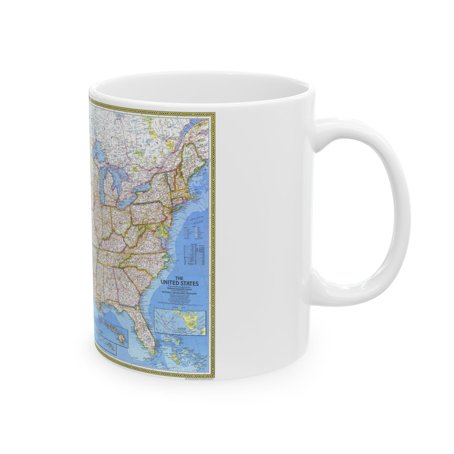USA - The United States (1976) (Map) White Coffee Mug-The Sticker Space
