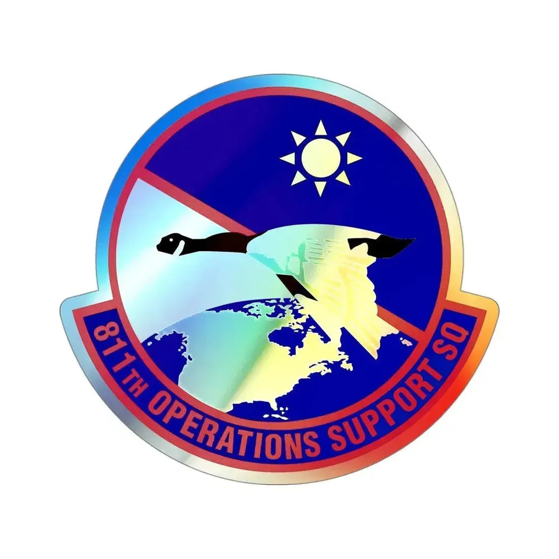 811th Operations Support Squadron (U.S. Air Force) Holographic STICKER Die-Cut Vinyl Decal 4 Inch Holographic - The Sticker Space