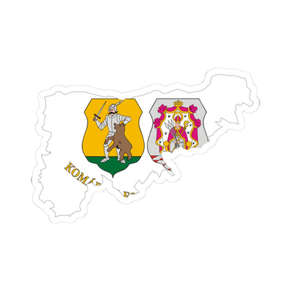Flag-map of Komarom-Esztergom County (Hungary) STICKER Vinyl Kiss-Cut Decal