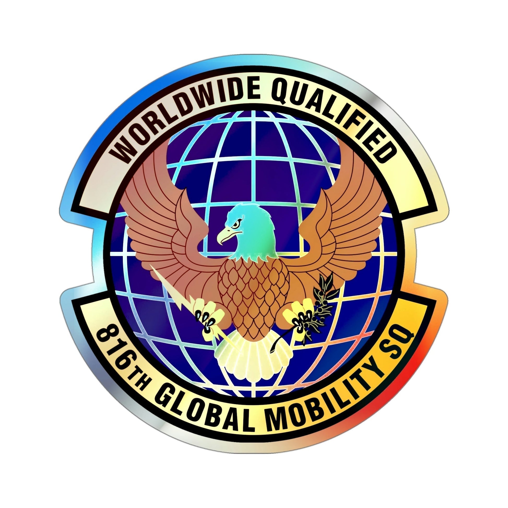 816th Global Mobility Squadron (U.S. Air Force) Holographic STICKER Die-Cut Vinyl Decal-4 Inch-The Sticker Space