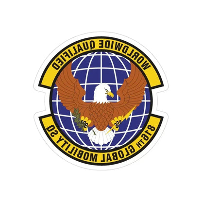 816th Global Mobility Squadron (U.S. Air Force) REVERSE PRINT Transparent Die-Cut STICKER 3 Inch Die-Cut Transparent - The Sticker Space