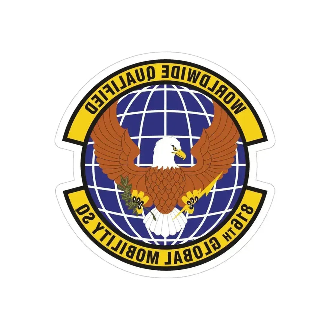 816th Global Mobility Squadron (U.S. Air Force) REVERSE PRINT Transparent Die-Cut STICKER 4 Inch Die-Cut Transparent - The Sticker Space