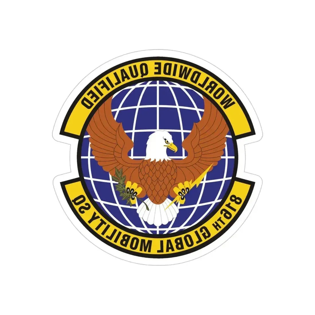 816th Global Mobility Squadron (U.S. Air Force) REVERSE PRINT Transparent Die-Cut STICKER - The Sticker Space