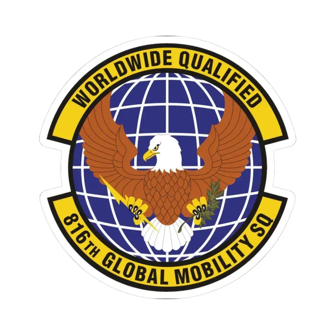 816th Global Mobility Squadron (U.S. Air Force) STICKER Vinyl Kiss-Cut Decal 3 Inch White - The Sticker Space