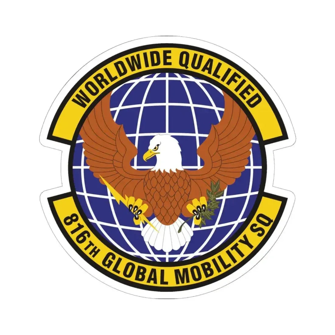 816th Global Mobility Squadron (U.S. Air Force) STICKER Vinyl Kiss-Cut Decal 6 Inch White - The Sticker Space