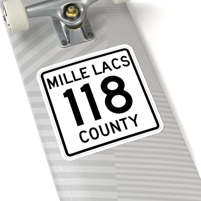 Mille Lacs County 118 MN (Minnesota) (Road Sign) STICKER Vinyl Kiss-Cut Decal
