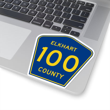 Elkhart County Road 100 IN (Indiana) (Road Sign) STICKER Vinyl Kiss-Cut Decal