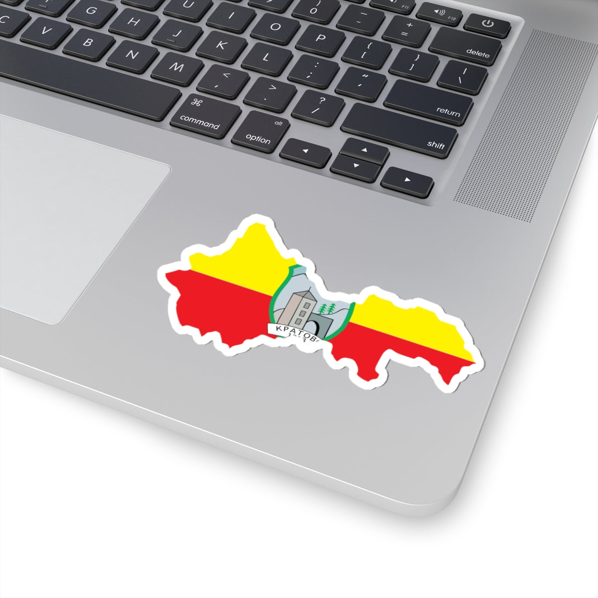 Flag map of Kratovo Municipality (North Macedonia) STICKER Vinyl Kiss-Cut Decal
