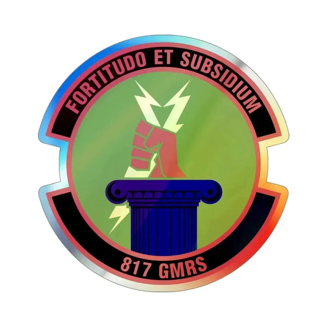 817th Global Mobility Readiness Squadron (U.S. Air Force) Holographic STICKER Die-Cut Vinyl Decal 4 Inch Holographic - The Sticker Space