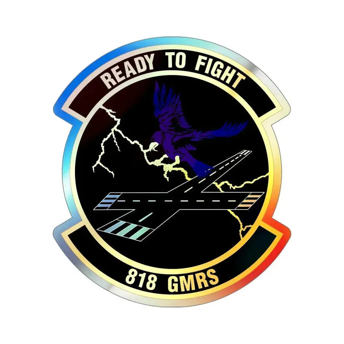 818th Global Mobility Readiness Squadron (U.S. Air Force) Holographic STICKER Die-Cut Vinyl Decal 5 Inch Holographic - The Sticker Space