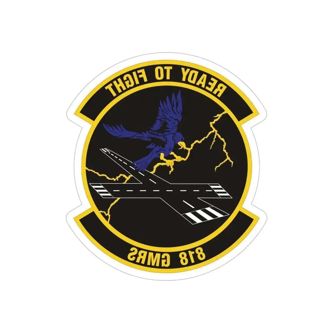 818th Global Mobility Readiness Squadron (U.S. Air Force) REVERSE PRINT Transparent Die-Cut STICKER 5 Inch Die-Cut Transparent - The Sticker Space