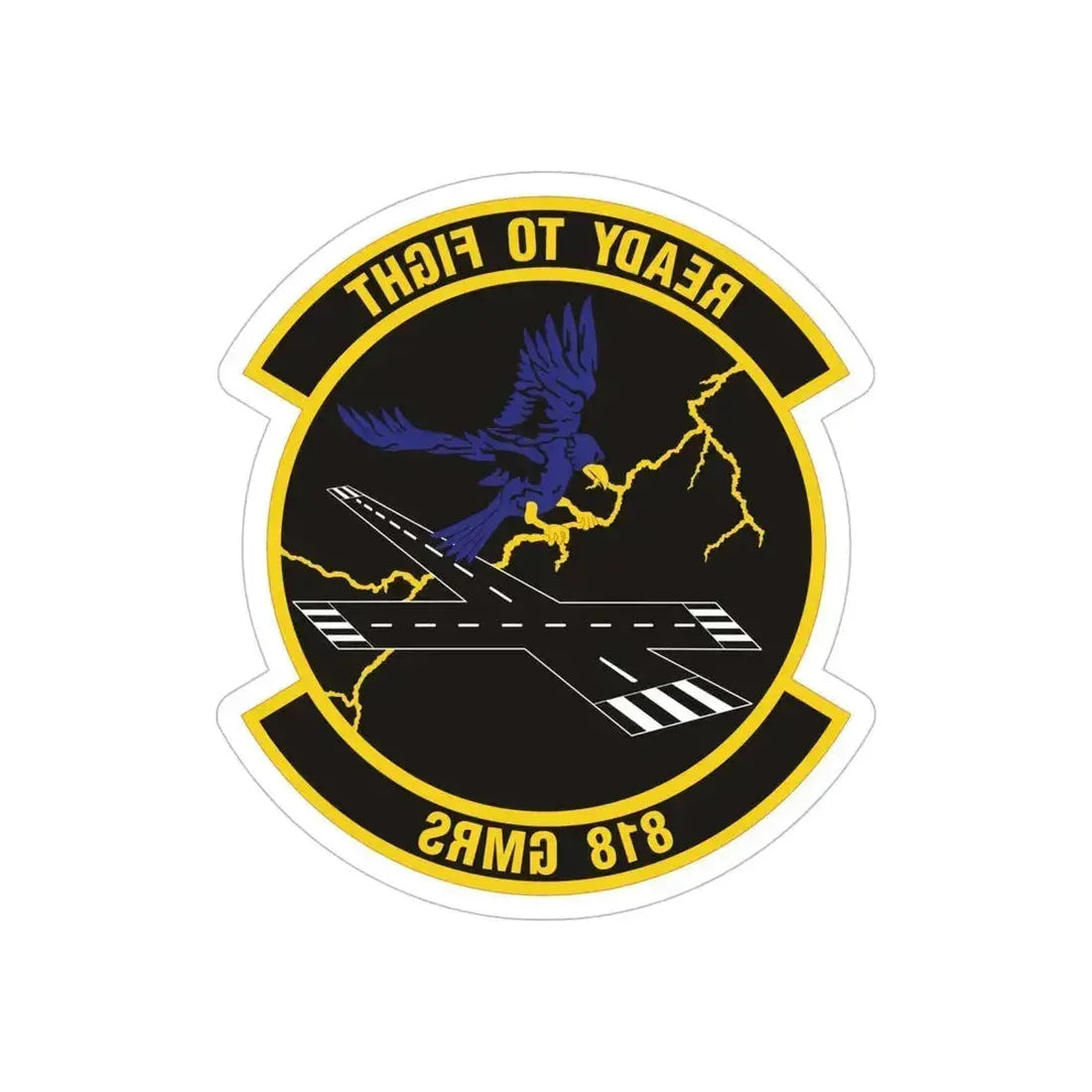818th Global Mobility Readiness Squadron (U.S. Air Force) REVERSE PRINT Transparent Die-Cut STICKER 6 Inch Die-Cut Transparent - The Sticker Space