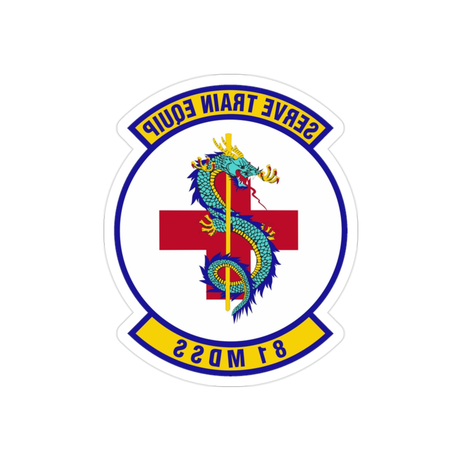 81st Medical Support Squadron (U.S. Air Force) REVERSE PRINT Transparent STICKER-2" × 2"-The Sticker Space