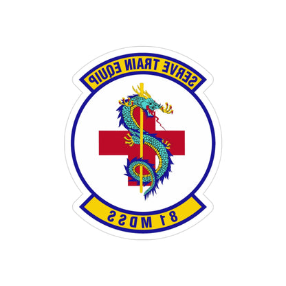 81st Medical Support Squadron (U.S. Air Force) REVERSE PRINT Transparent STICKER-3" × 3"-The Sticker Space