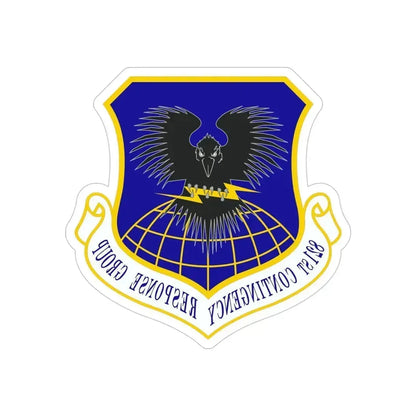 821 Contingency Response Group AMC (U.S. Air Force) REVERSE PRINT Transparent Die-Cut STICKER 5 Inch Die-Cut Transparent - The Sticker Space