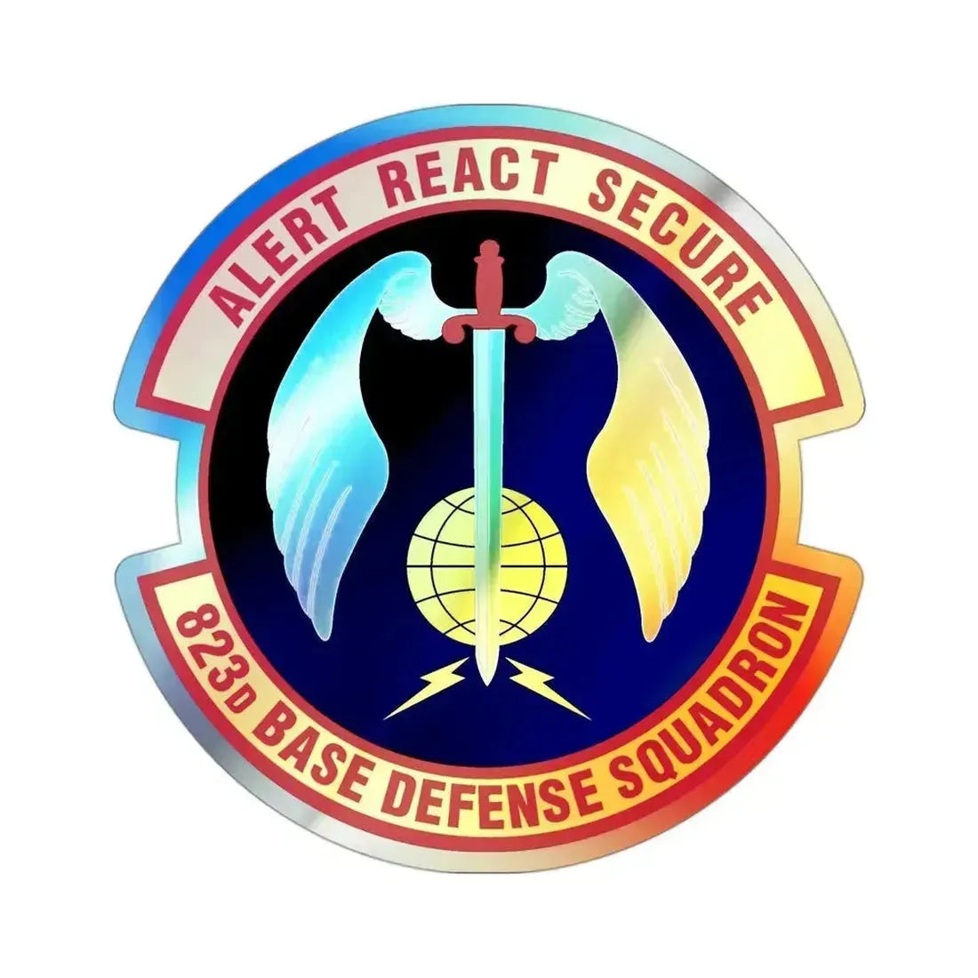 823 Base Defense Squadron ACC (U.S. Air Force) Holographic STICKER Die-Cut Vinyl Decal 3 Inch Holographic - The Sticker Space