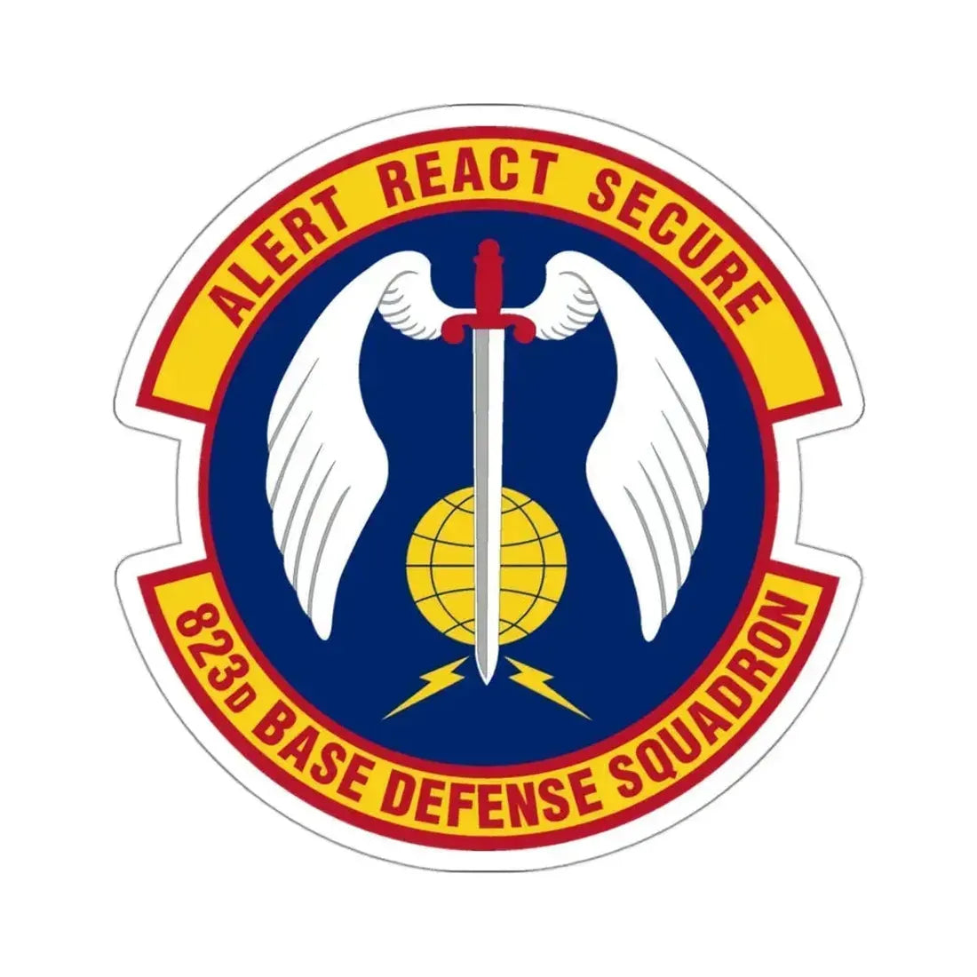 823 Base Defense Squadron ACC (U.S. Air Force) STICKER Vinyl Kiss-Cut Decal 3 Inch White - The Sticker Space