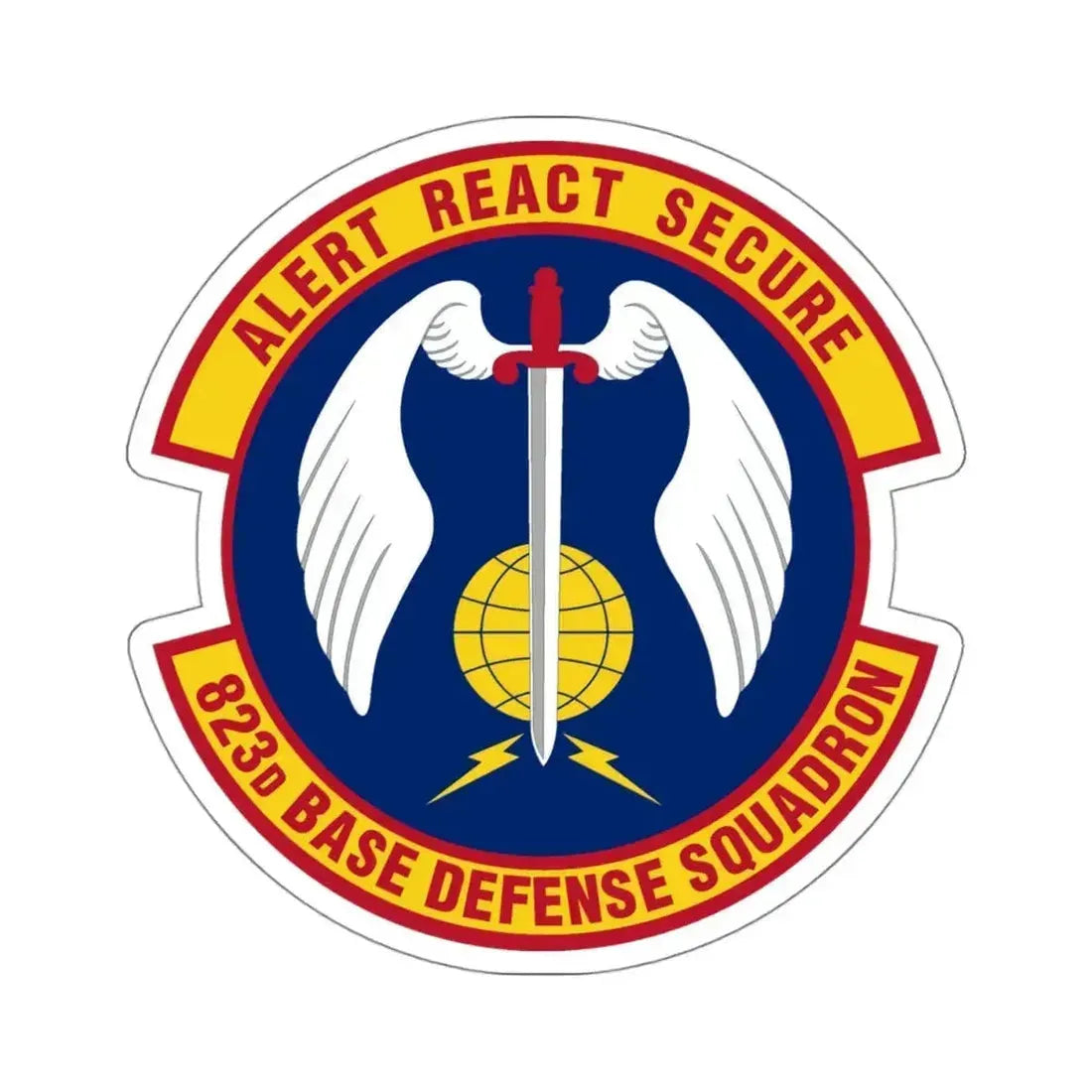 823 Base Defense Squadron ACC (U.S. Air Force) STICKER Vinyl Kiss-Cut Decal 4 Inch White - The Sticker Space