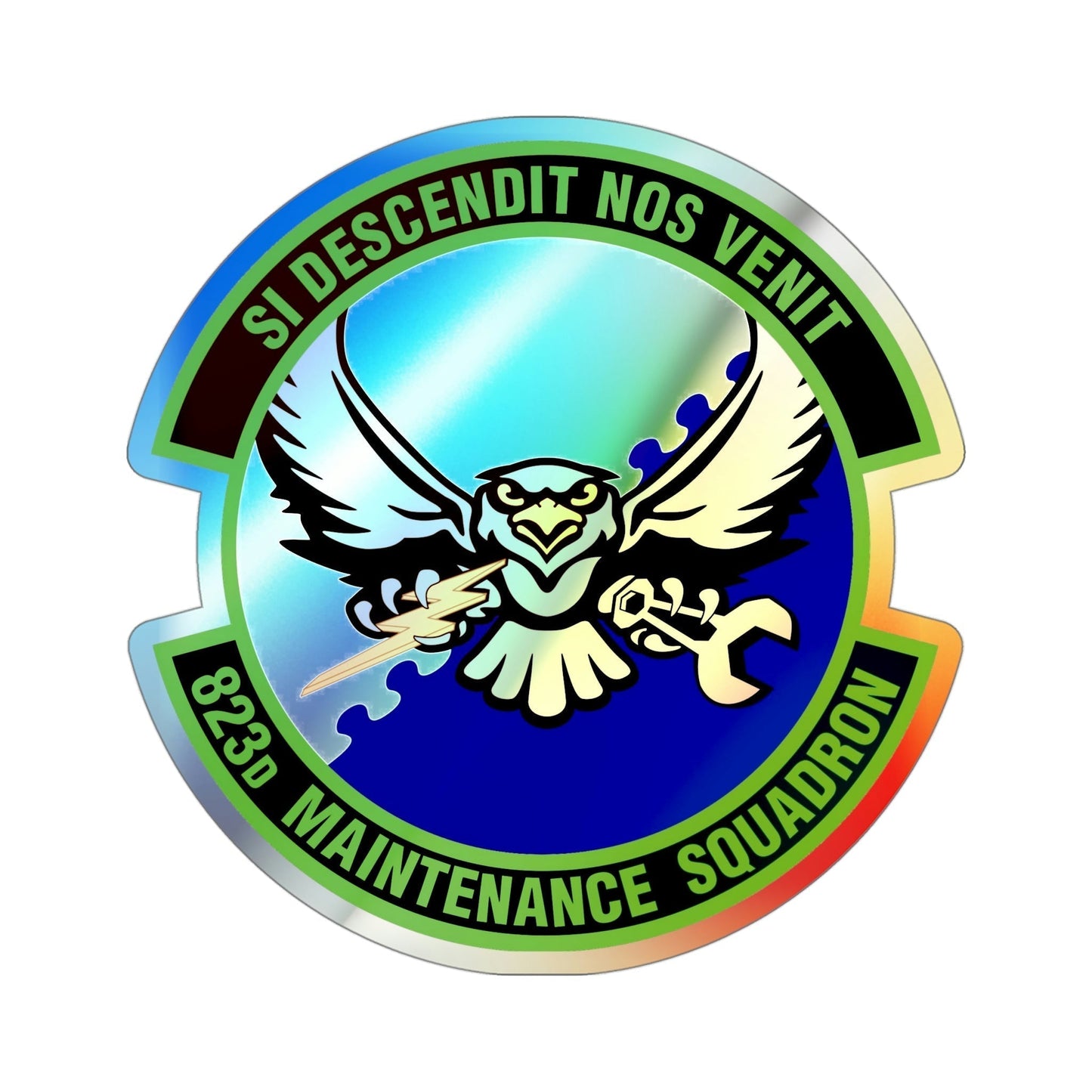 823 Maintenance Squadron (U.S. Air Force) Holographic STICKER Die-Cut Vinyl Decal-4 Inch-The Sticker Space