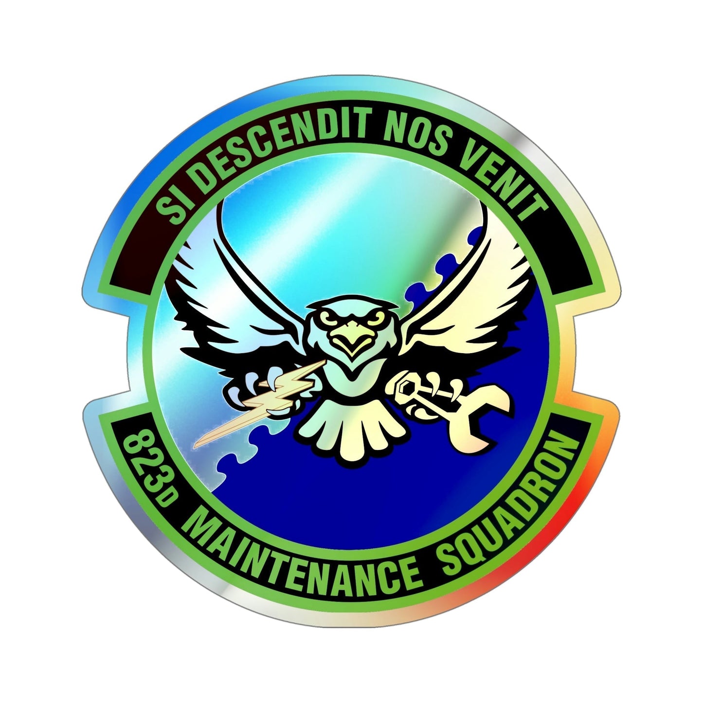 823 Maintenance Squadron (U.S. Air Force) Holographic STICKER Die-Cut Vinyl Decal-5 Inch-The Sticker Space