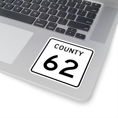 County 62 square (Minnesota) (Road Sign) STICKER Vinyl Kiss-Cut Decal