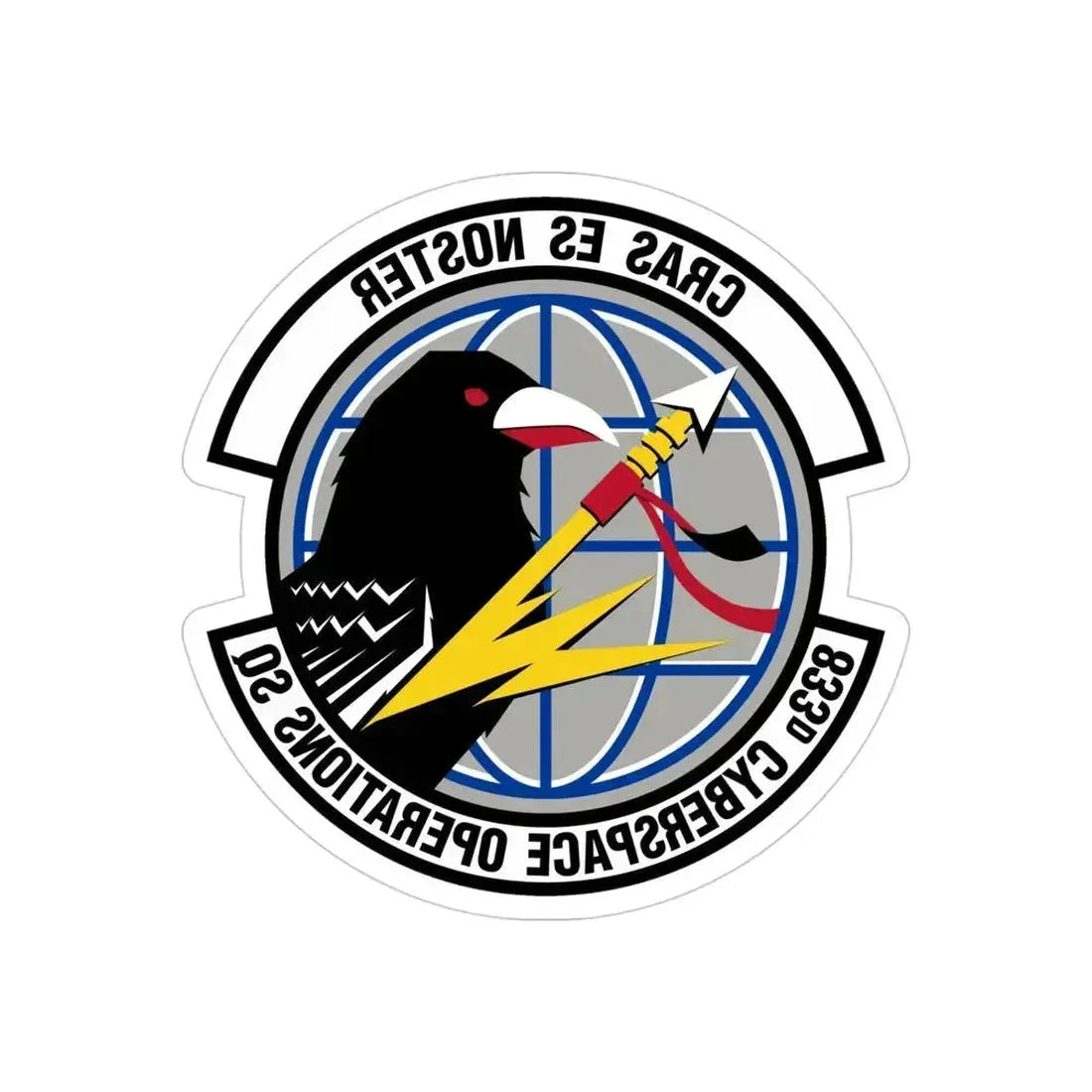 833 Cyberspace Operations Squadron ACC (U.S. Air Force) REVERSE PRINT Transparent Die-Cut STICKER 4 Inch Die-Cut Transparent - The Sticker Space