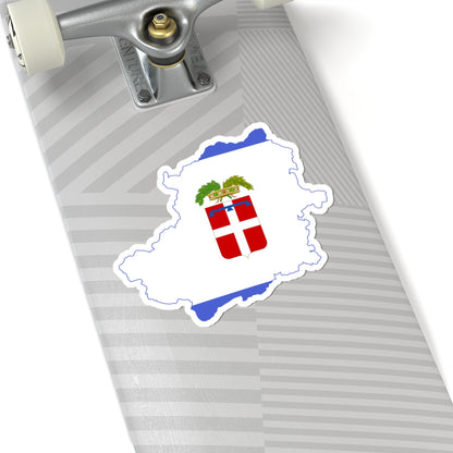 Flag map of the Province of Turin (Italy) STICKER Vinyl Kiss-Cut Decal