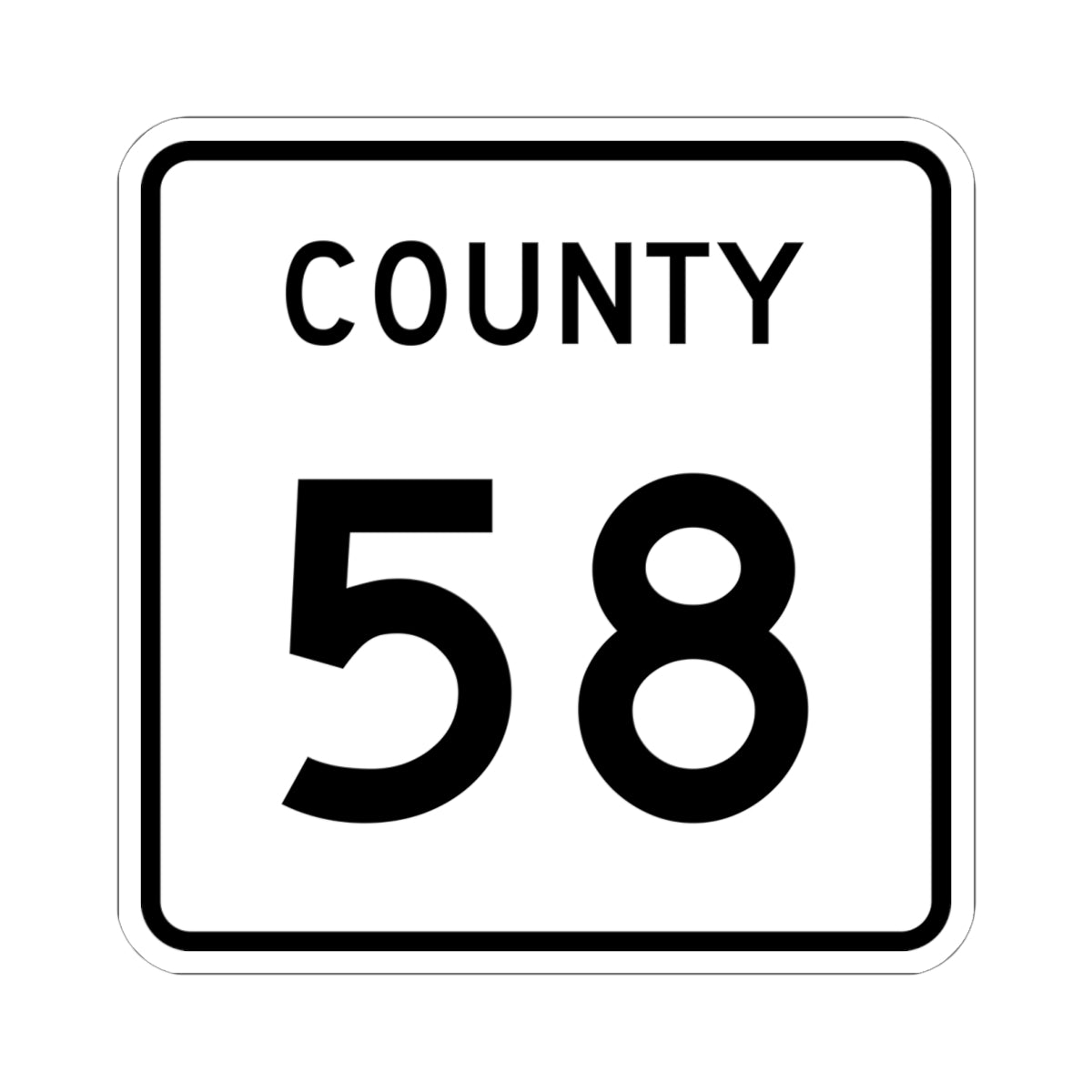 County 58 square (Minnesota) (Road Sign) STICKER Vinyl Kiss-Cut Decal