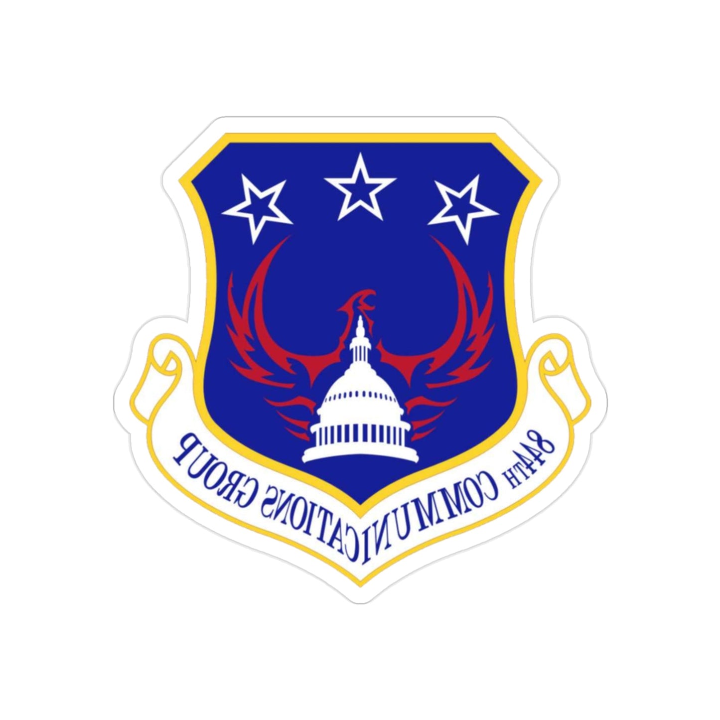 844th Communications Group (U.S. Air Force) REVERSE PRINT Transparent STICKER-2" × 2"-The Sticker Space