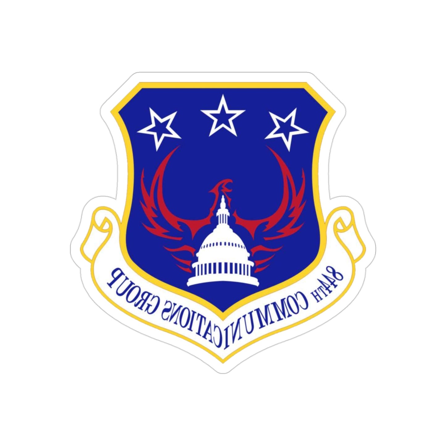 844th Communications Group (U.S. Air Force) REVERSE PRINT Transparent STICKER-3" × 3"-The Sticker Space