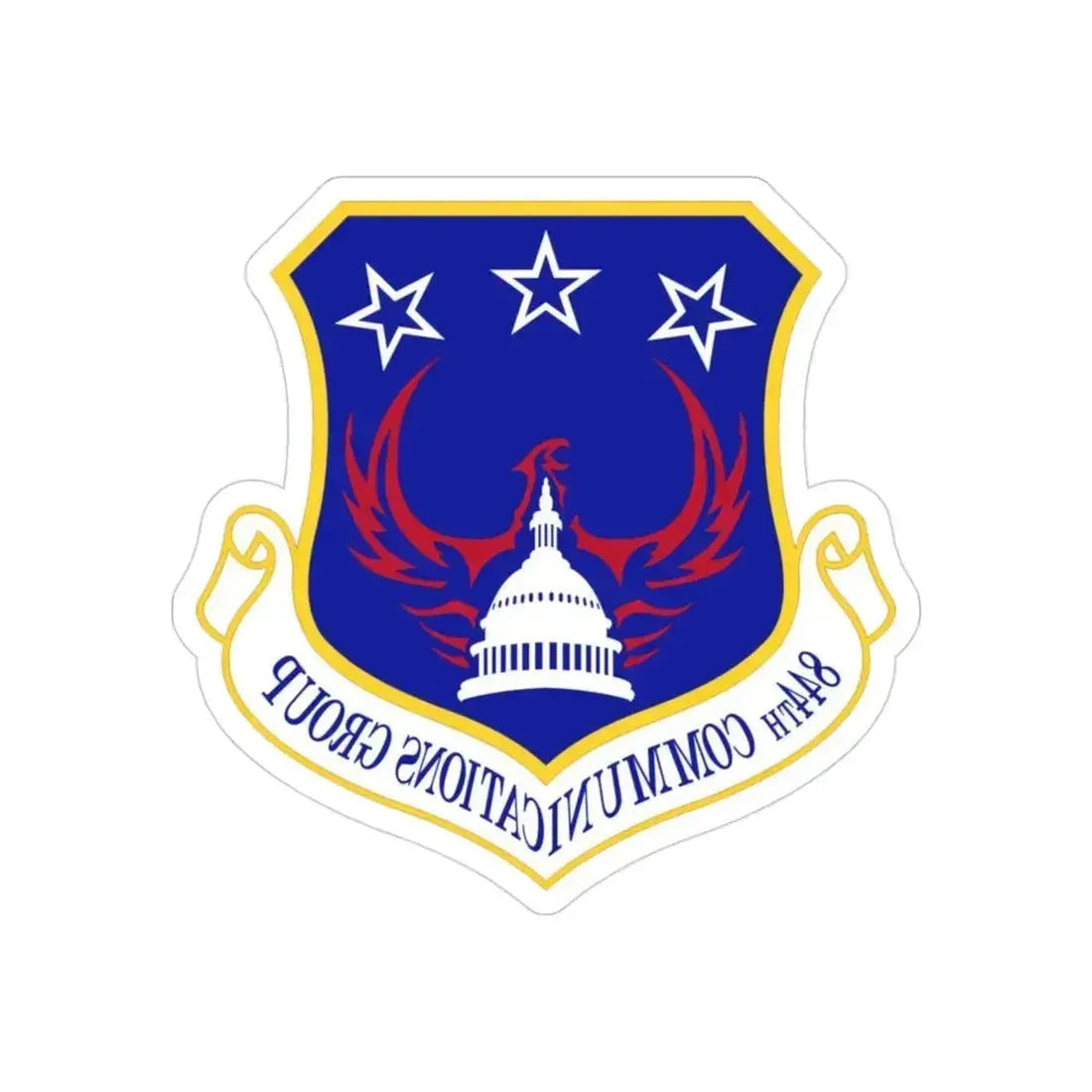 844th Communications Group (U.S. Air Force) REVERSE PRINT Transparent Die-Cut STICKER 3 Inch Die-Cut Transparent - The Sticker Space