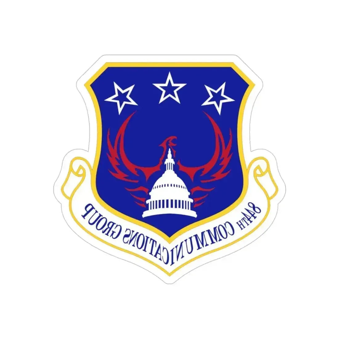 844th Communications Group (U.S. Air Force) REVERSE PRINT Transparent Die-Cut STICKER 4 Inch Die-Cut Transparent - The Sticker Space
