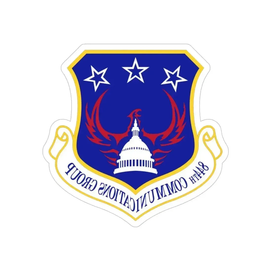 844th Communications Group (U.S. Air Force) REVERSE PRINT Transparent Die-Cut STICKER 5 Inch Die-Cut Transparent - The Sticker Space