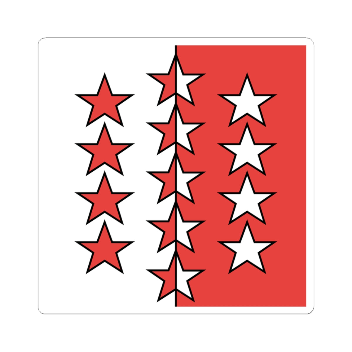 Flag of Canton of Valais (Switzerland) STICKER Vinyl Kiss-Cut Decal